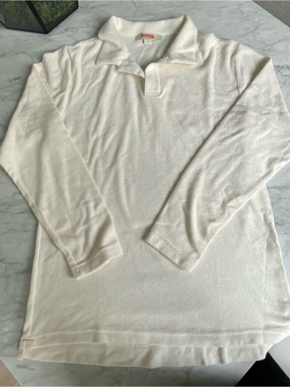 Birdwell Cream Terry Cloth V-Neck Long Sleeve Sweater